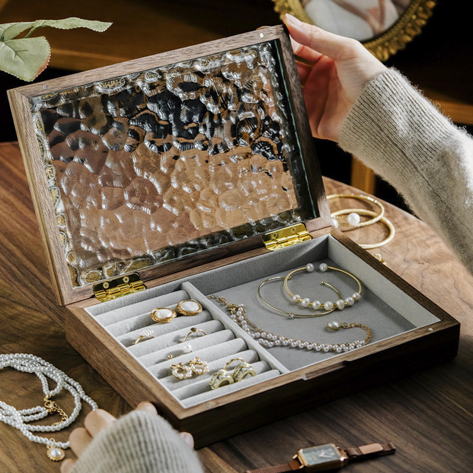 * vintage Jewelry box ✵ * 硝子の ジュエリーボックス vintage Jewelry box ✵ * 硝子の ジュエリーボックス - メルカリ